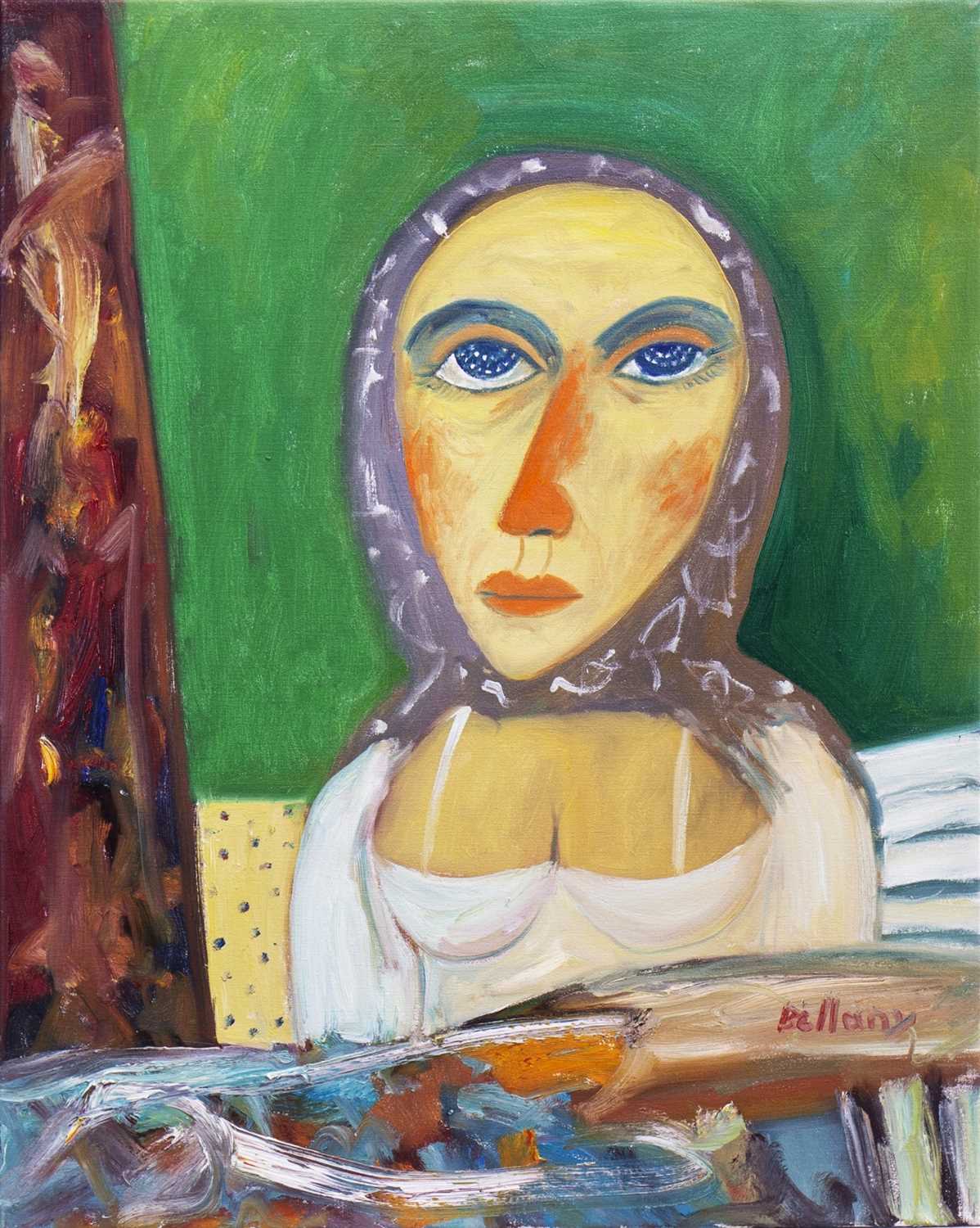 Lot 705 - WOMAN OF THE NORTH, AN OIL BY JOHN BELLANY
