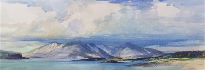 Lot 717 - ARRAN FROM MILLPORT, A WATERCOLOUR BY TOM SHANKS