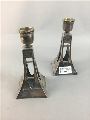 Lot 444 - A PAIR OF WMF PLATED CANDLESTICKS
