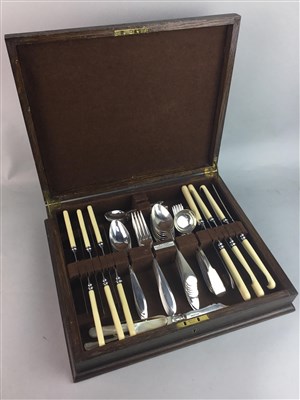 Lot 446 - A CANTEEN OF CUTLERY AND CASED SETS OF CUTLERY