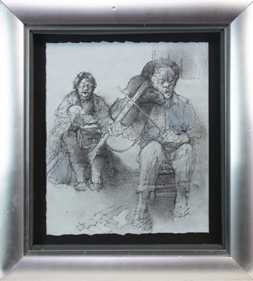 Lot 540 - BLIND MUSICIANS, FADO SINGERS, A MIXED MEDIA BY ANDA PATERSON