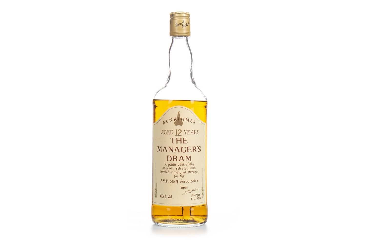 Lot 75 - BENRINNES MANAGERS DRAM AGED 12 YEARS - LOW FILL
