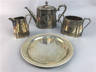Lot 285 - A SILVER PLATED TEA SERVICE AND A TRAY
