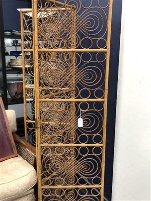 Lot 591 - A BAMBOO SCREEN AND AN UPLIGHTER
