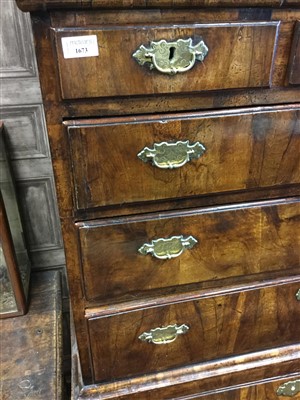 Lot 1673 - A QUEEN ANNE WALNUT CHEST ON CHEST