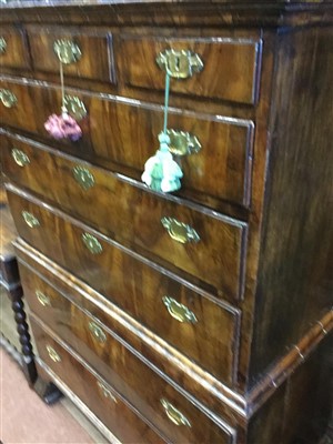 Lot 1673 - A QUEEN ANNE WALNUT CHEST ON CHEST