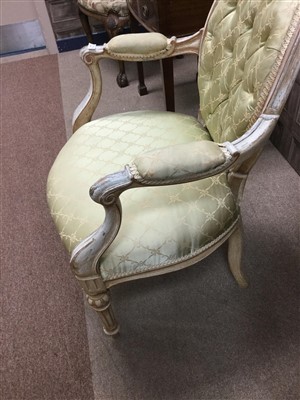 Lot 1693 - A FRENCH STYLE ARMCHAIR