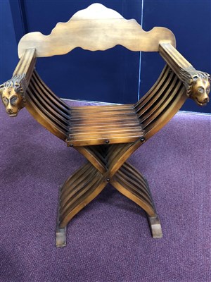 Lot 583 - A REPRODUCTION FOLDING CHAIR