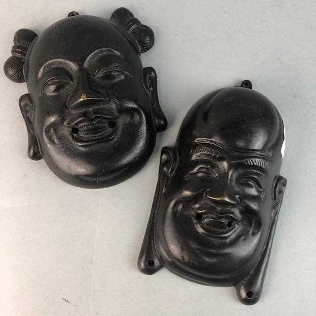 Lot 60 - A LOT OF TWO 20TH CENTURY CHINESE BRONZE WALL MASKS
