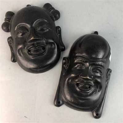 Lot 60A - A LOT OF TWO 20TH CENTURY CHINESE BRONZE WALL MASKS