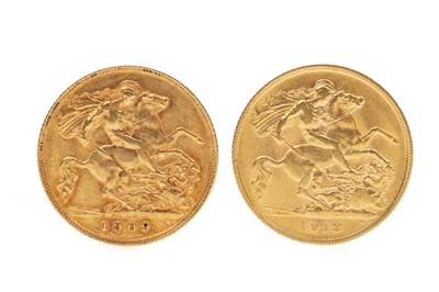 Lot 547 - TWO GOLD HALF SOVEREIGNS, 1909 AND 1912