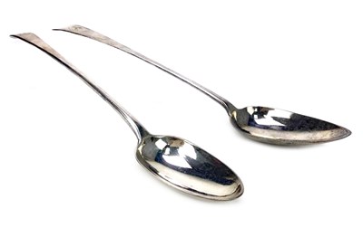 Lot 904 - A LOT OF TWO GEORGIAN SILVER BASTING SPOONS
