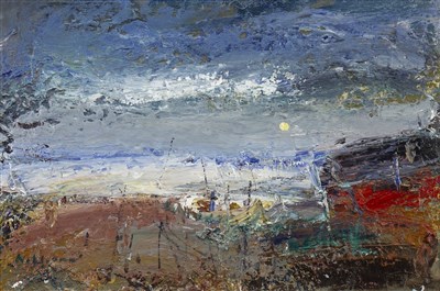 Lot 710 - WALKING ON WEST HAVEN BEACH, AN OIL BY NAEL HANNA