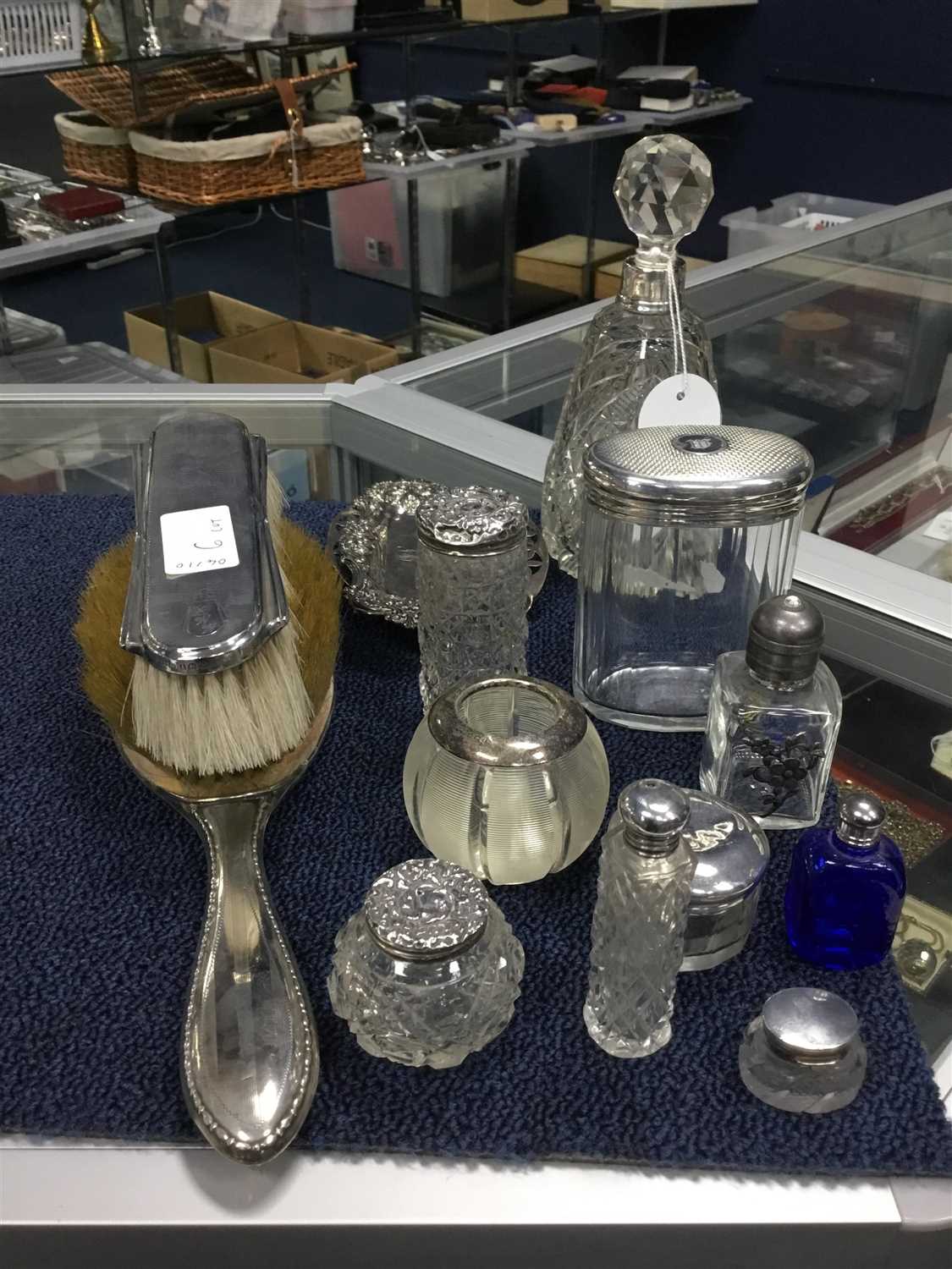 Lot 6 - A LOT OF SILVER MOUNTED BOTTLES AND BRUSHES