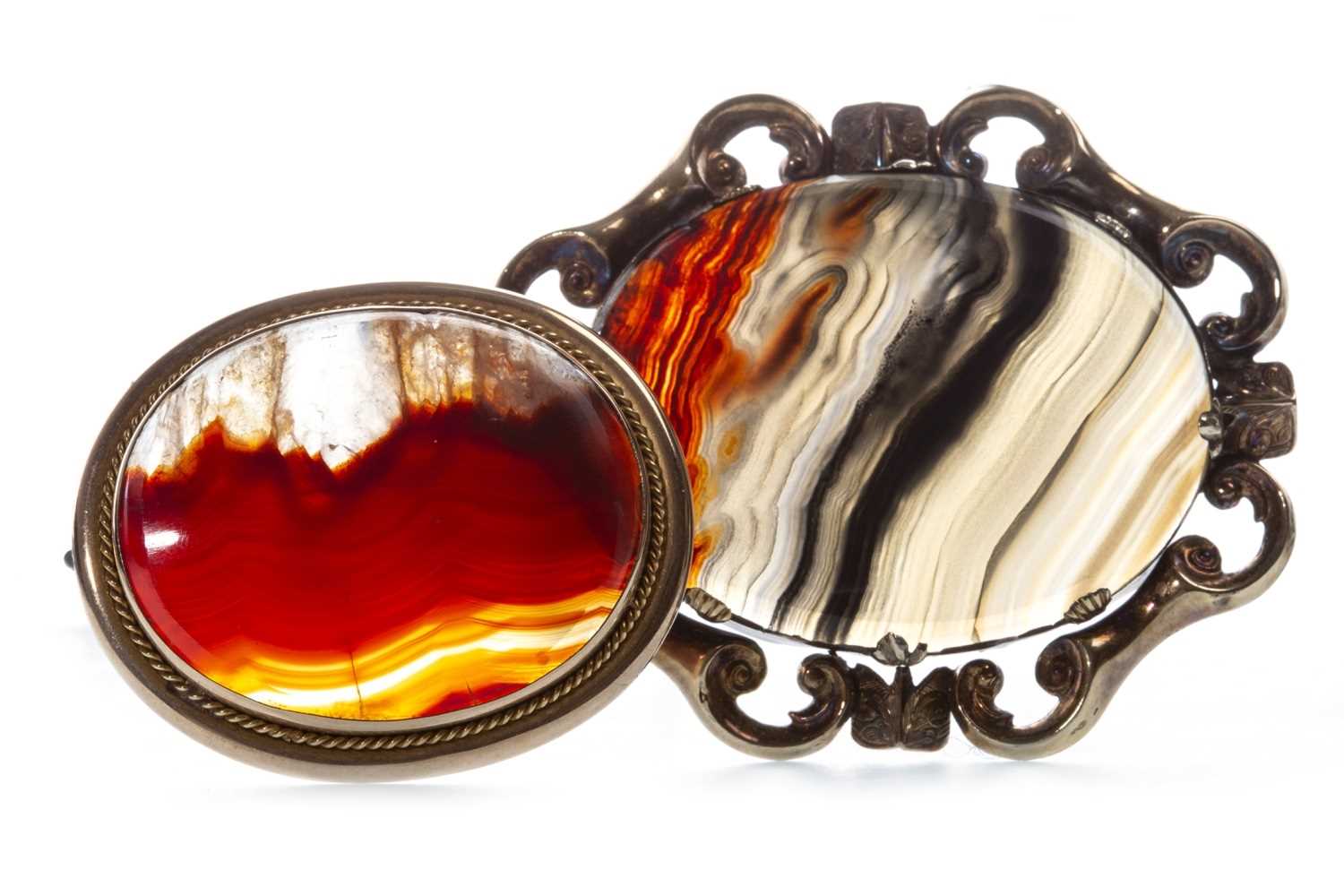 Lot 149 - TWO VICTORIAN AGATE BROOCHES