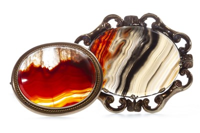 Lot 149 - TWO VICTORIAN AGATE BROOCHES