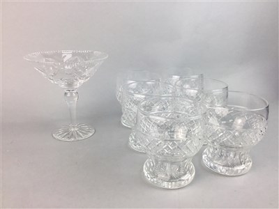 Lot 132 - A SET OF SIX CRYSTAL GLASSES WITH OTHER GLASSWARE