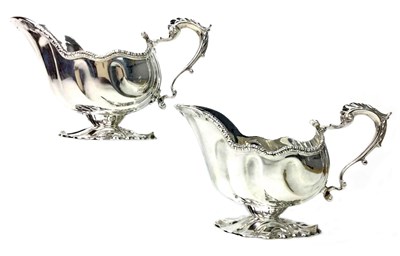 Lot 923 - A PAIR OF SILVER SAUCE BOATS