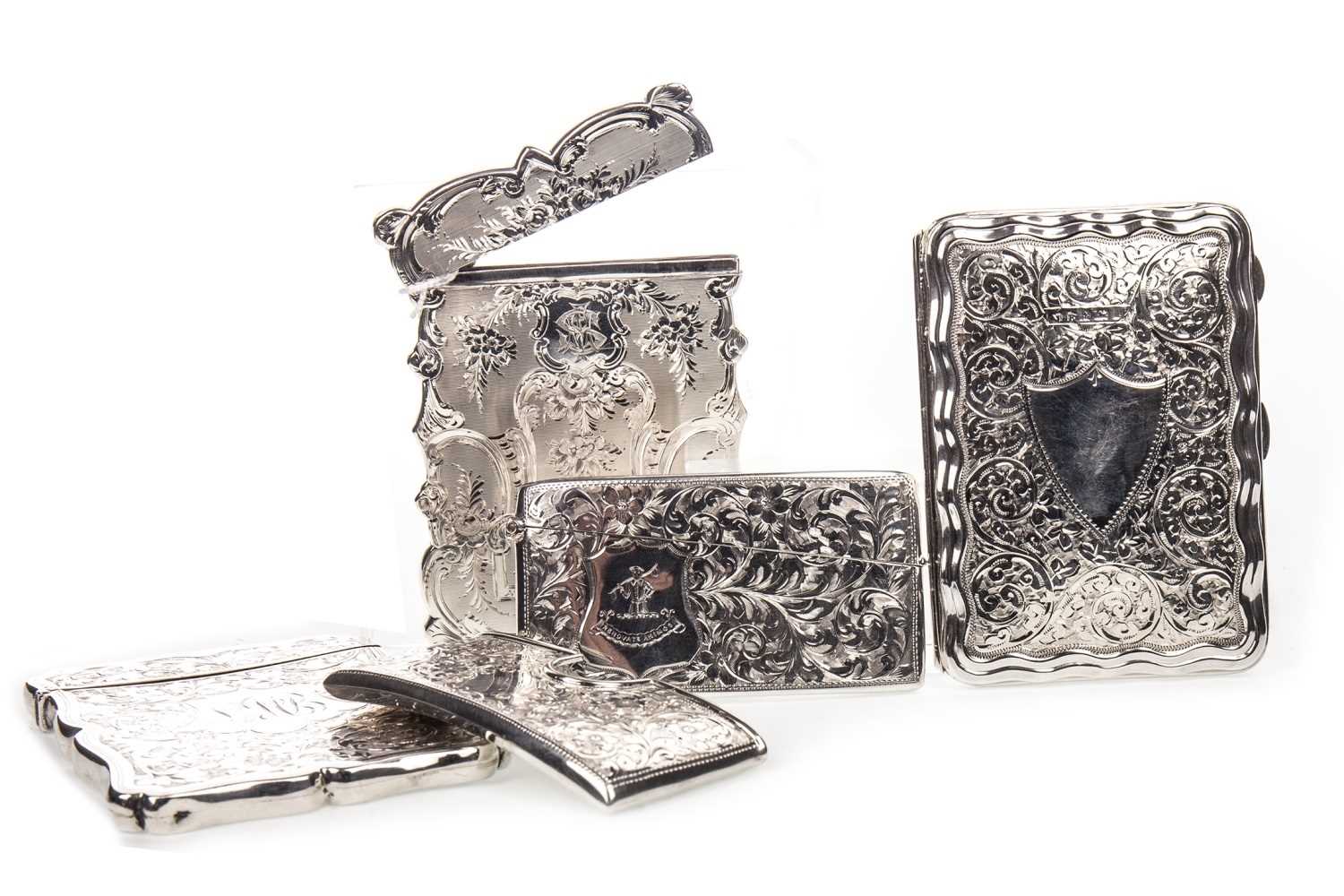 Lot 945 - A LOT OF FIVE SILVER CARD CASES