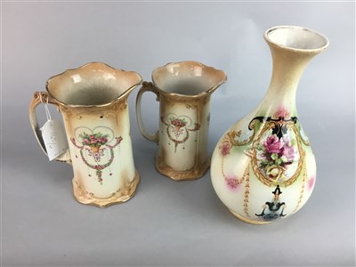 Lot 145 - A PAIR OF VICTORIAN VASES AND WATER JUGS
