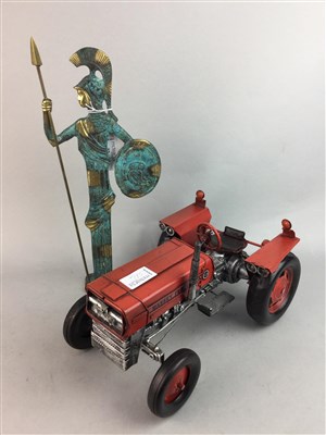 Lot 77 - A RESIN SCULPTURE OF A TRACTOR AND OTHER ITEMS