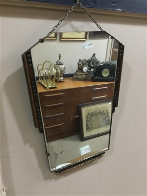 Lot 199 - A REPRODUCTION SIDEBOARD AND A WALL MIRROR