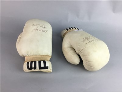 Lot 83 - A SIGNED PAIR OF BOXING GLOVES BY JIM WATT