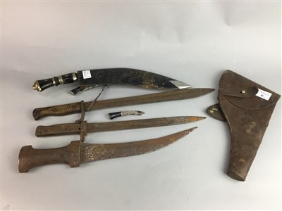 Lot 88 - A LOT OF TWO BAYONETTES A KUKRI ANOTHER KNIFE AND HOLSTER