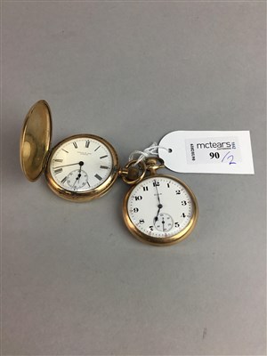 Lot 90 - A LOT OF TWO GOLD PLATED POCKET WATCHES