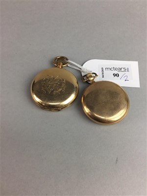 Lot 90 - A LOT OF TWO GOLD PLATED POCKET WATCHES