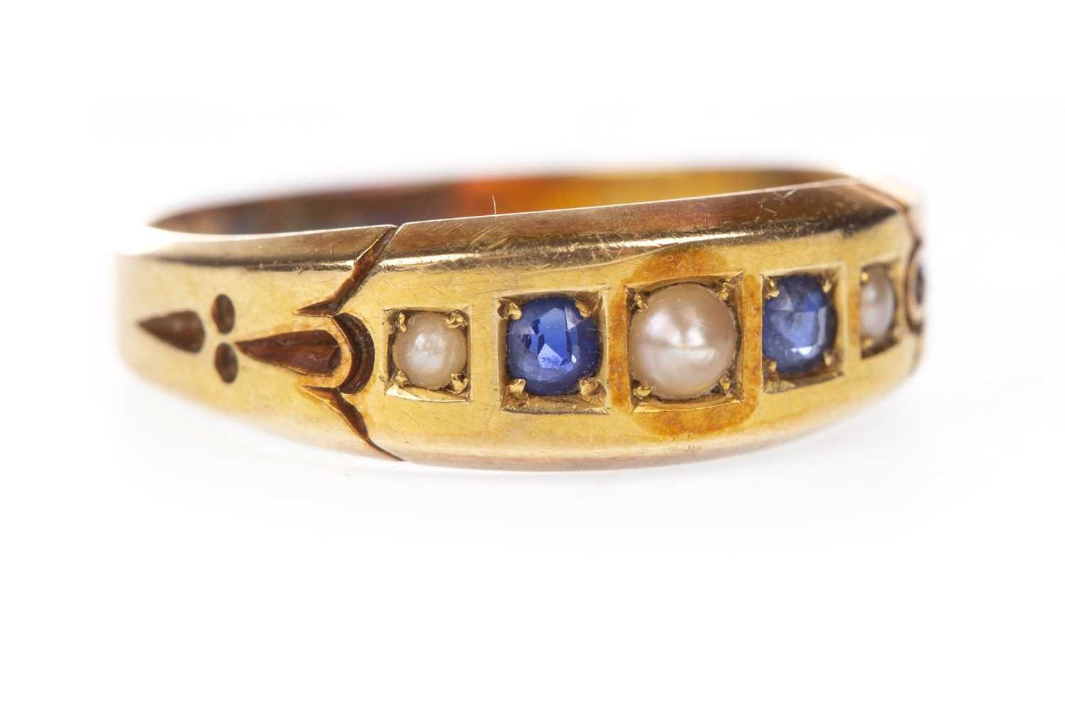 Lot 152 - A VICTORIAN BLUE GEM AND PEARL SET RING