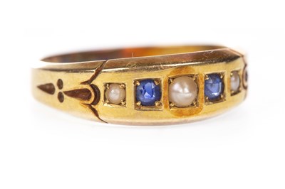 Lot 152 - A VICTORIAN BLUE GEM AND PEARL SET RING