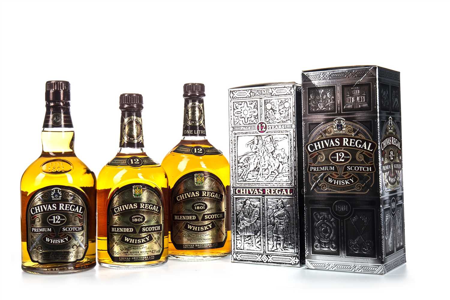 Lot 419 - TWO BOTTLES AND ONE LITRE OF CHIVAS REGAL 12 YEARS OLD
