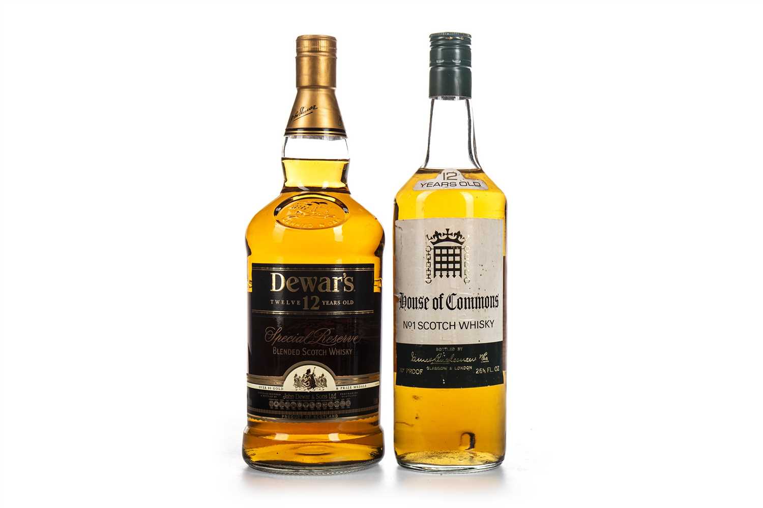 Lot 418 - DEWAR'S 12 YEARS OLD ONE LITRE AND HOUSE OF COMMONS 12 YEARS OLD