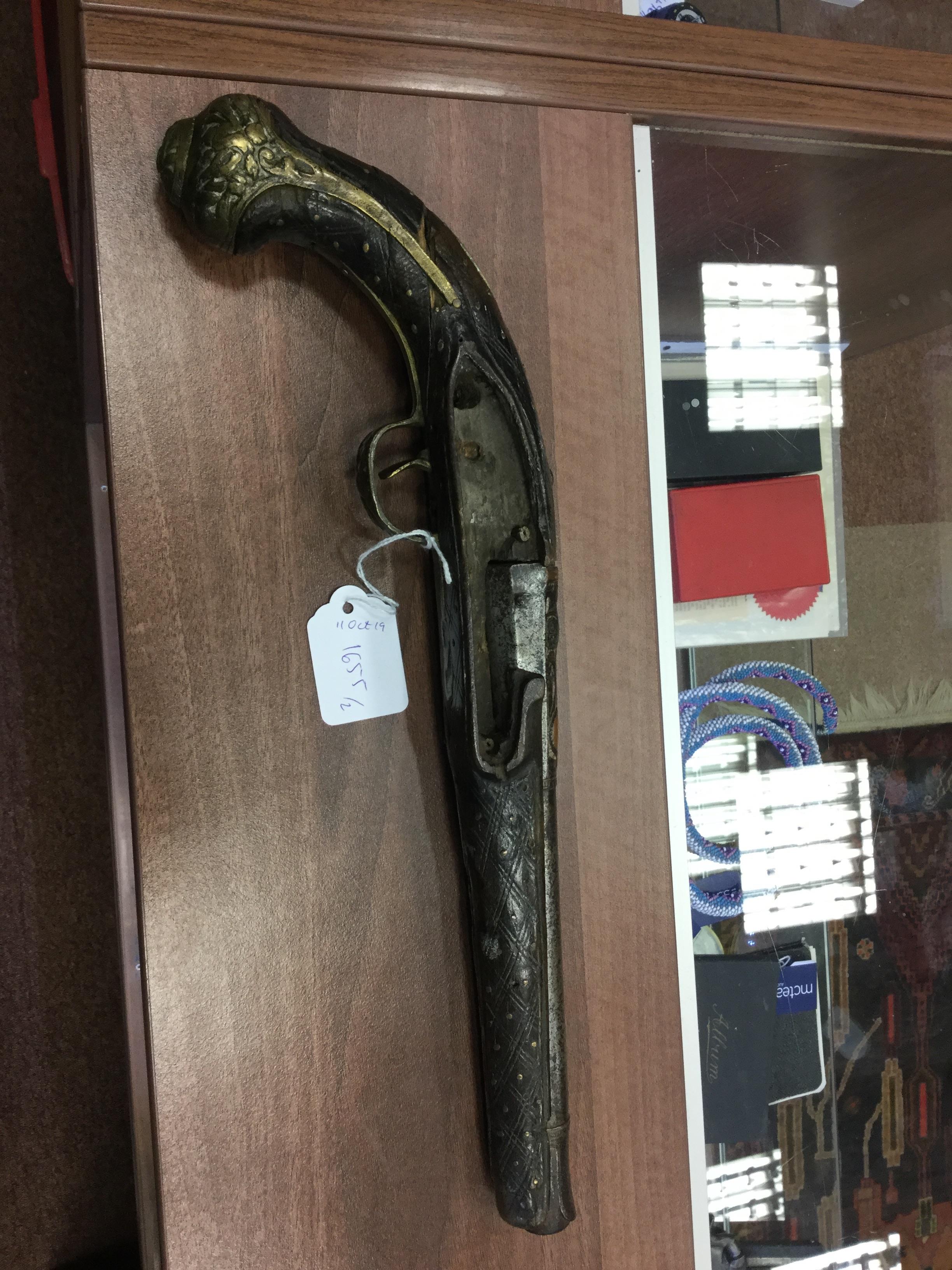 Lot 1655 A PERCUSSION AND FLINTLOCK PISTOLS