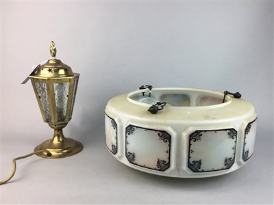 Lot 184 - AN ART DECO STYLE LIGHT SHADE AND A LAMP