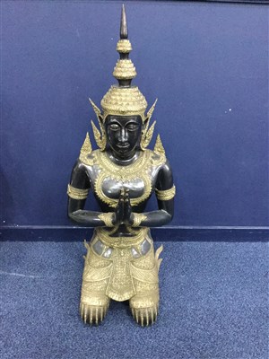 Lot 1146 - A LARGE GILT AND BRONZED FIGURE OF A THAI MALE DEITY