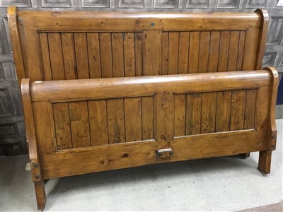 Lot 351 - AN IRISH STAINED WOOD BEDSTEAD
