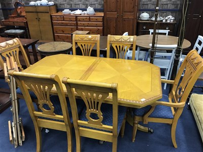 Lot 343 - A MODERN DINING TABLE AND SIX CHAIRS