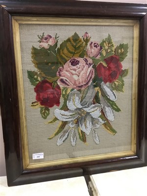 Lot 355 - A VICTORIAN BEAD AND NEEDLEWORK PANEL