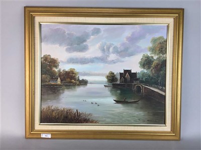 Lot 211 - ESTUARY VIEW, AN OIL ON CANVAS BY ROBERT SANDERS AND TWO OTHER PAINTINGS