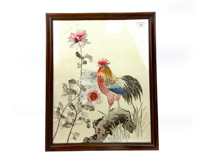 Lot 1152 - A LOT OF THREE CHINESE EMBROIDERED SILK PANELS
