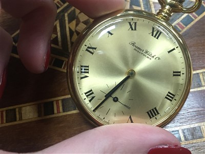 Lot 309 - A LOT OF TWO GOLD PLATED POCKET WATCHES AND A CHAIN