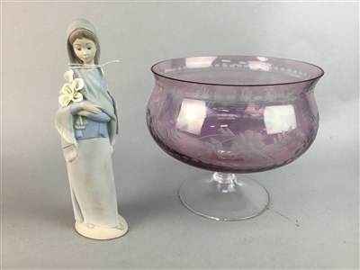 Lot 288 - AN AMETHYST TINTED GLASS BOWL AND OTHER COLLECTABLES
