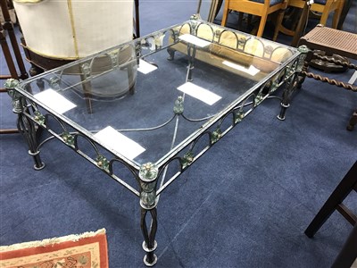 Lot 297 - A WROUGHT IRON COFFEE TABLE