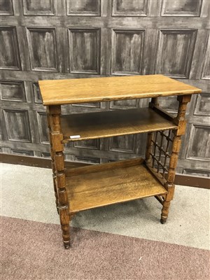 Lot 1661 - AN ARTS AND CRAFTS OAK WHATNOT