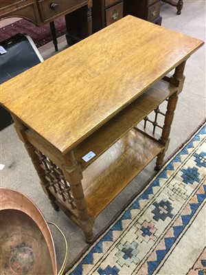 Lot 1661 - AN ARTS AND CRAFTS OAK WHATNOT