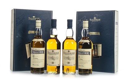 Lot 380 - TWO TALISKER 10 YEARS OLD AND TWO CRAGGANMORE 12 YEARS OLD QUARTER BOTTLES
