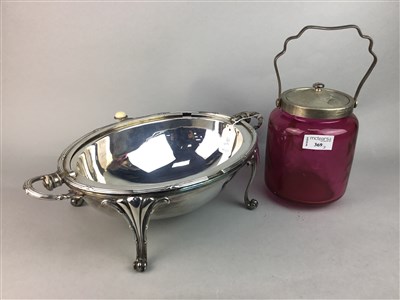 Lot 369 - A BISCUIT BARREL AND BREAKFAST SERVING TUREEN
