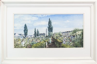 Lot 711 - THE ALLOTMENT, A WATERCOLOUR BY AVRIL PATON